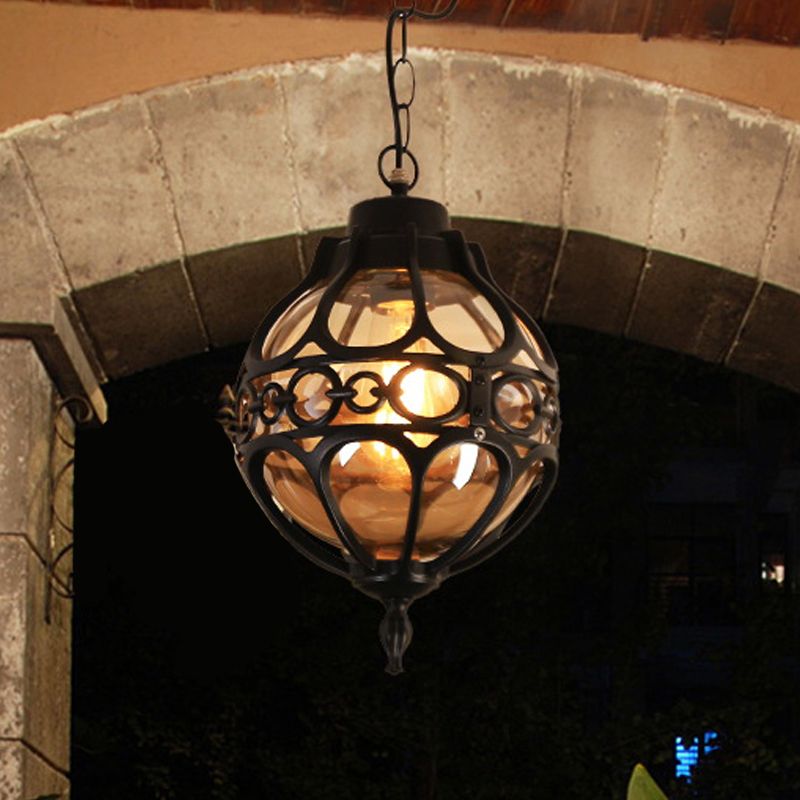 Alessio Loft Sphere Vintage Farmhouse Rustic Pendant Light Black/Bronze Dining Room - Lumpaz
