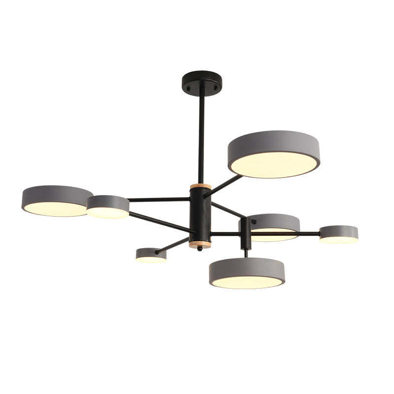 Sienna Pendant Light LED, Metal & Wood, Gray/White/Gold - Lumpaz