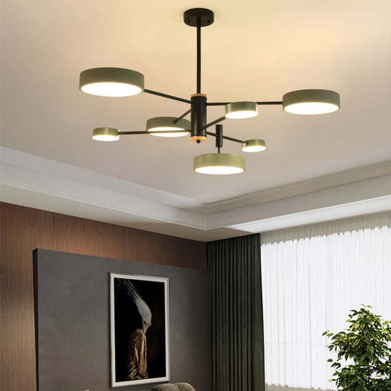 Sienna Pendant Light LED, Metal & Wood, Gray/White/Gold - Lumpaz
