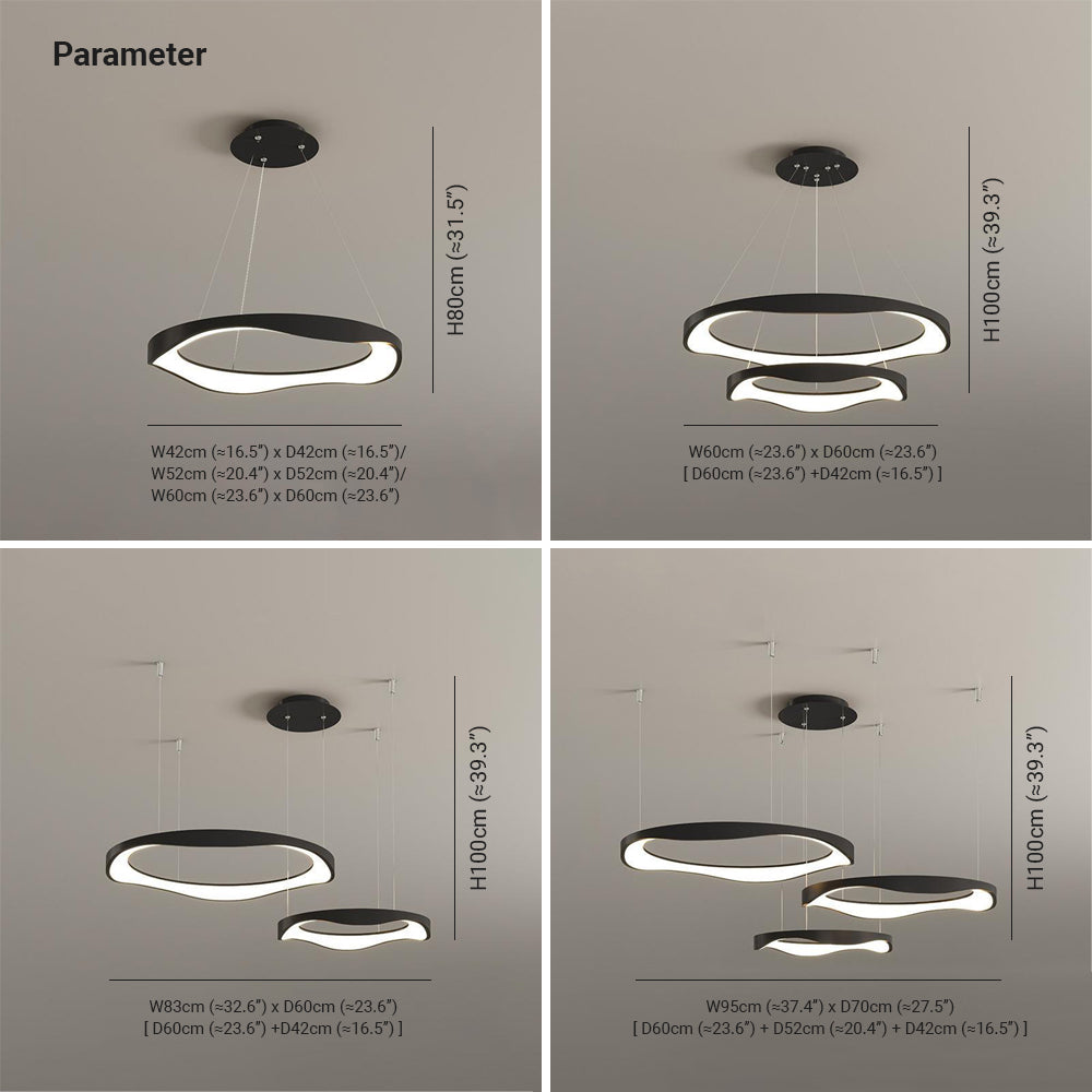 Arisha Pendant Light Rond Modern, Light Color Switchable, Black/White, Dining Room - Lumpaz