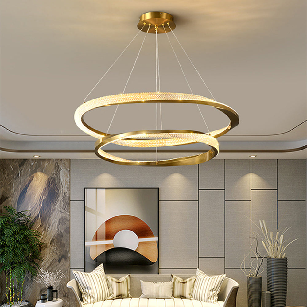 Arisha Minimalist  Ring Spiral Shape Metal Pendant Light,Gold - Lumpaz