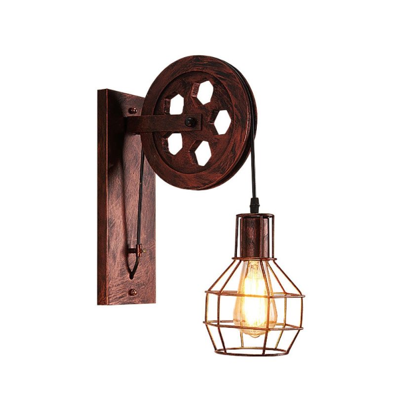 Alessio Wall Lamp Retro, Metal, Rust/Bronze/Black, Bedroom - Lumpaz