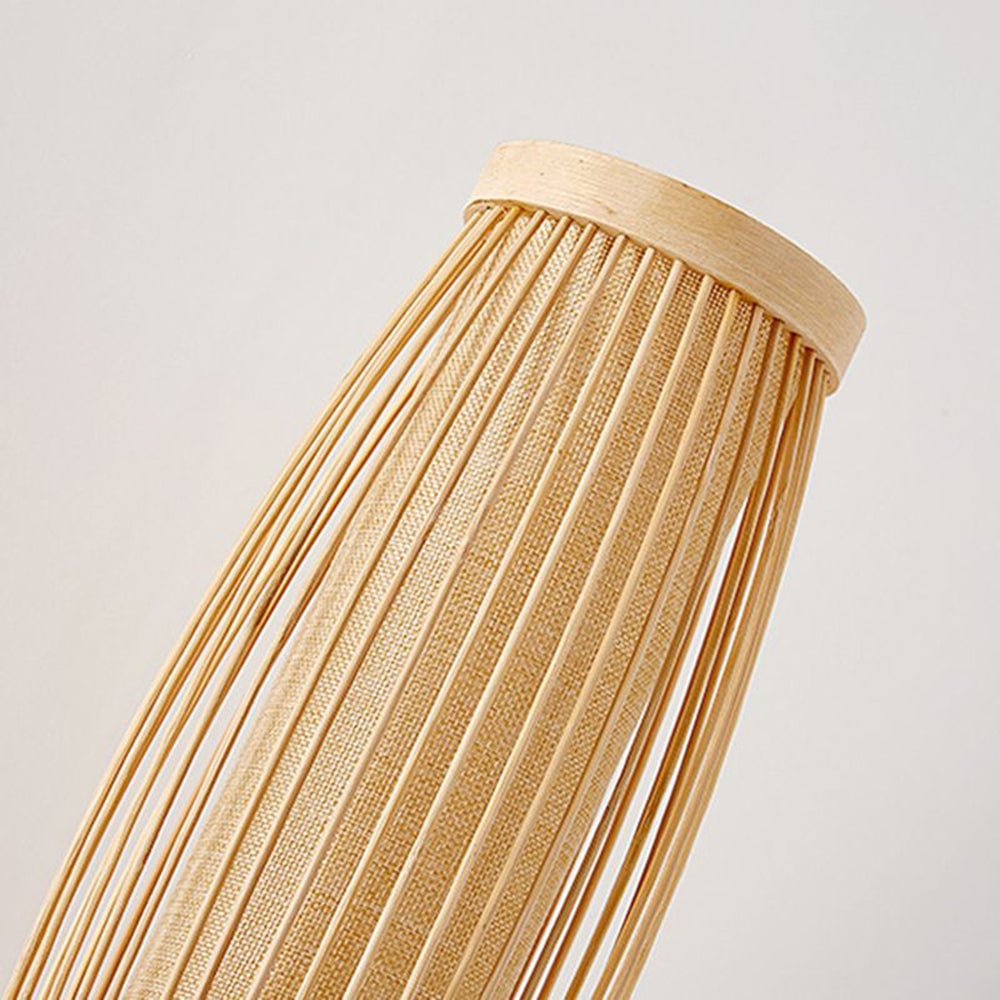 Muto Japanese Cylindrical Rattan Wall Lamp Bamaoo Bedroom - Lumpaz