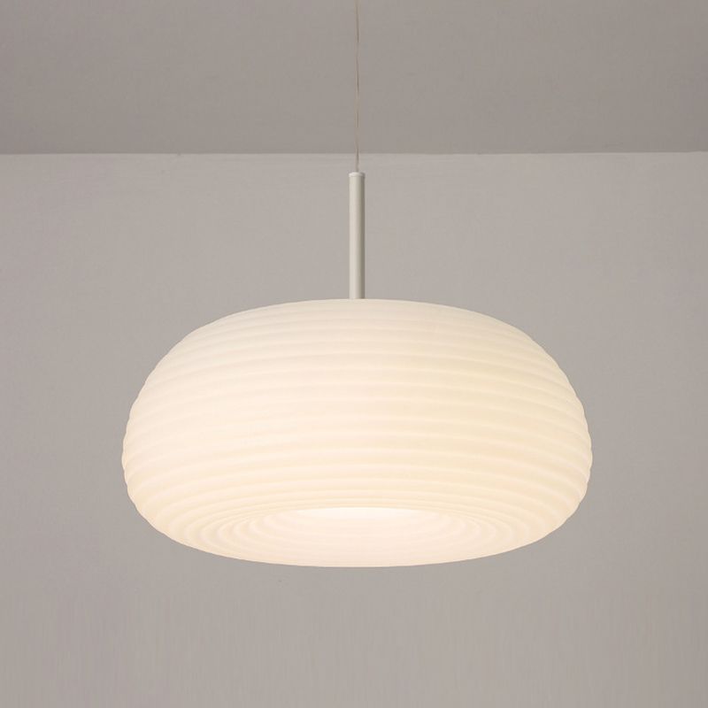 Renée Drum Shape White Pendant Light, Metal & Acrylic - Lumpaz