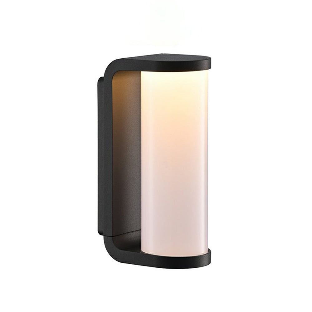 Orr Mondern Cylindrical Metal Outdoor Wall Lamp, Black - Lumpaz