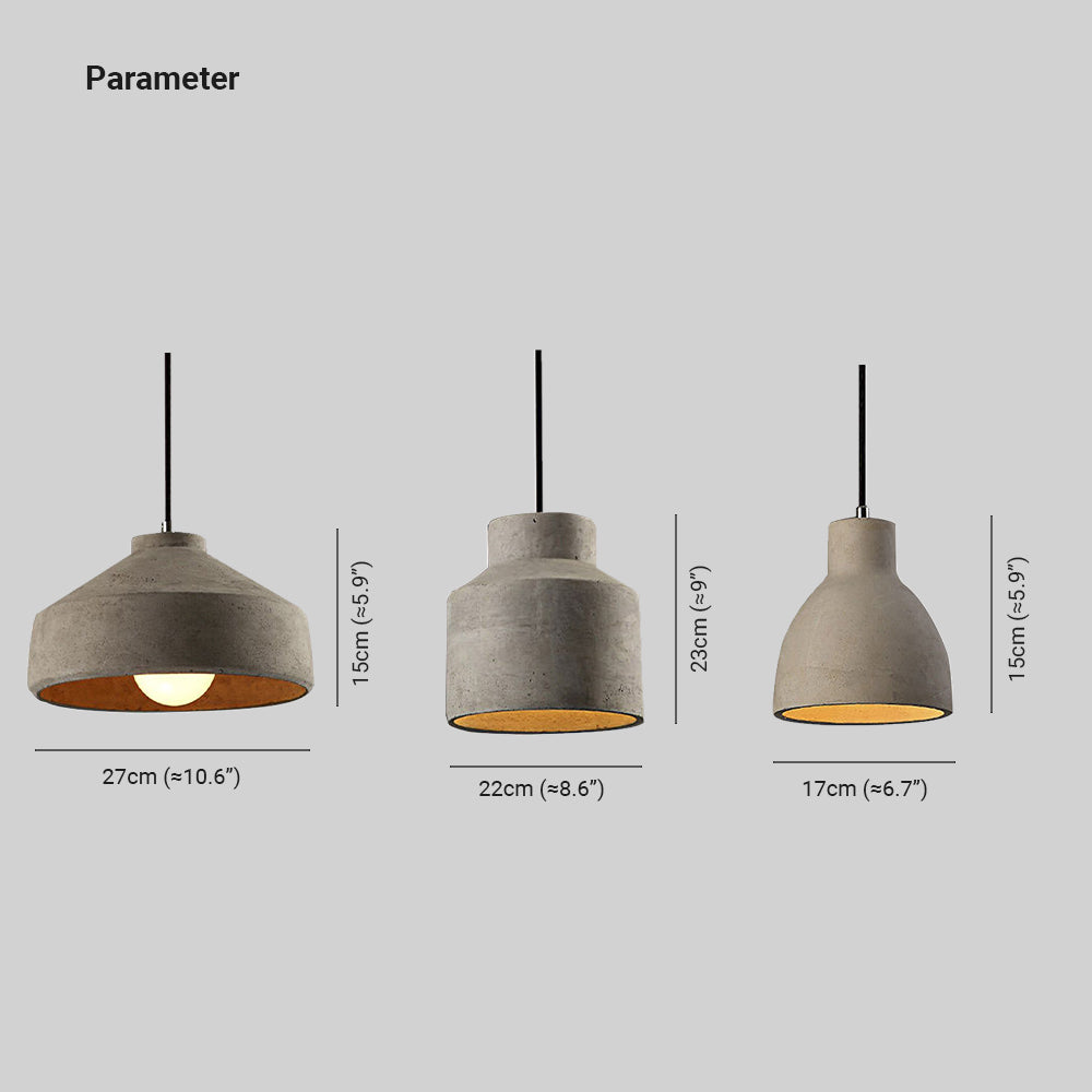Byers Modern Dome Cement Pendant Light Gray Living Room - Lumpaz