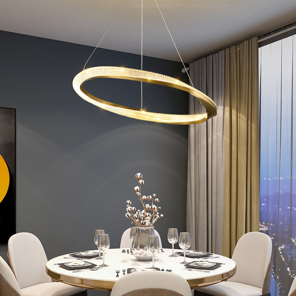 Arisha Minimalist  Ring Spiral Shape Metal Pendant Light,Gold - Lumpaz