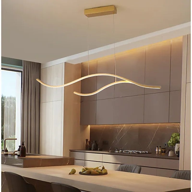 Curved Linear Pendant Light, Black/Gold - Lumpaz