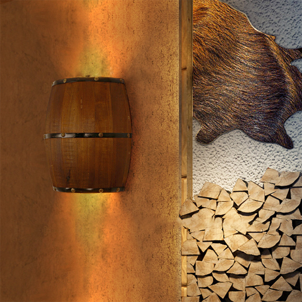 Alessio Wall Lamp Retro Creative Barrel Wooden, Dining Room - Lumpaz
