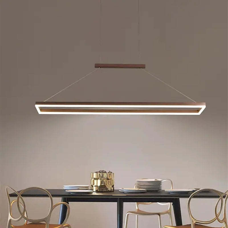 Edge Modern Rectangular Metal Pendant Light Gold/Coffee Dining Room - Lumpaz