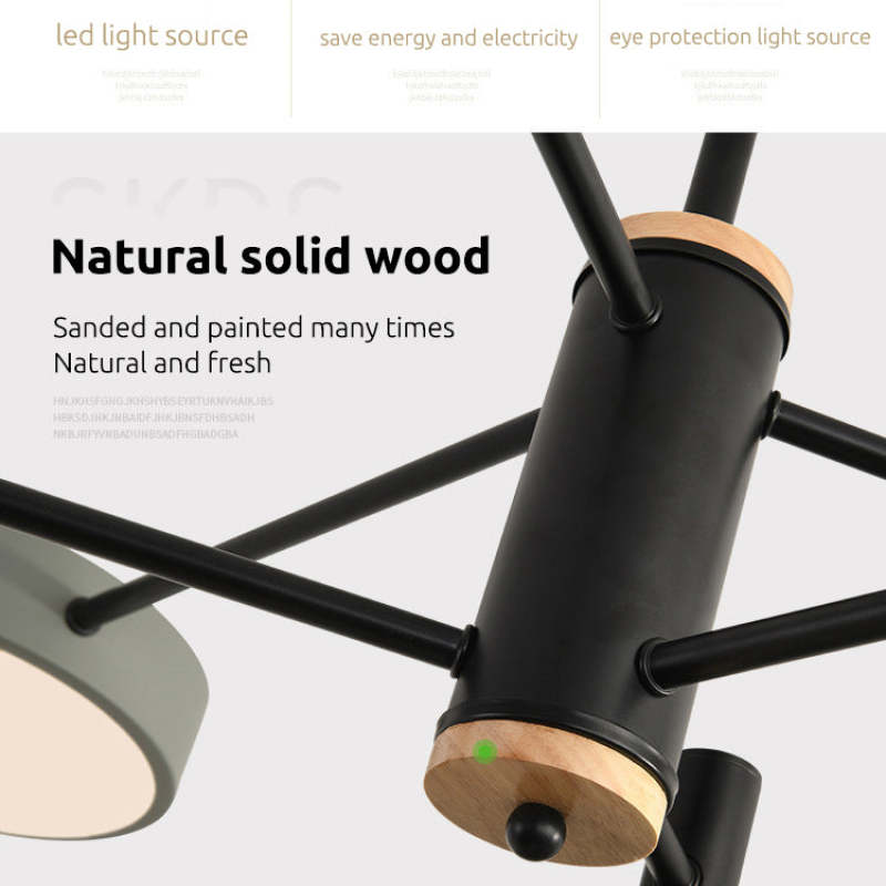 Sienna Pendant Light LED, Metal & Wood, Gray/White/Gold - Lumpaz