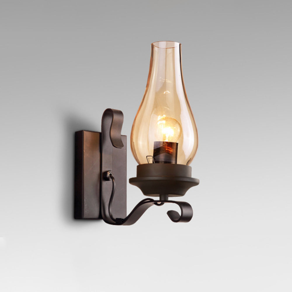 Alessio Vintage Candle Wood Metal Wall Lamp - Lumpaz