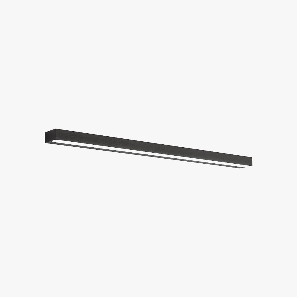 Edge Modern Rectangular Linear Mirror Front Wall Lamp, Metal, Black - Lumpaz