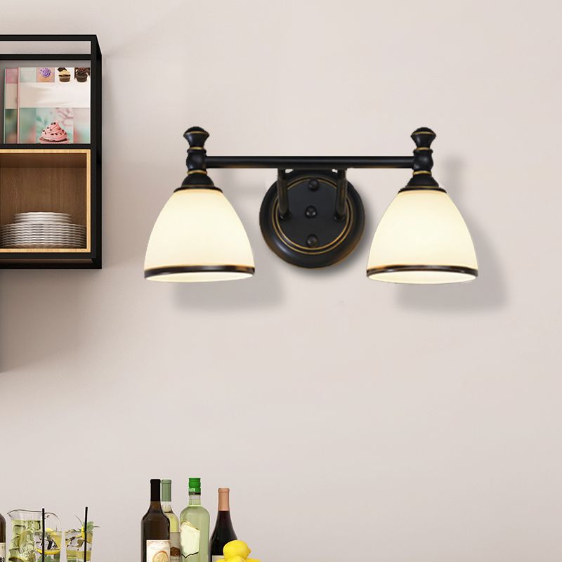 Eryn Vintage Black Classical Vanity Wall Lamp, Metal/Glass - Lumpaz