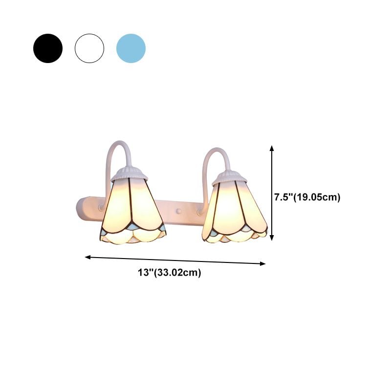 Baxter Vintage Flower Shaped Metal Wall Lamps, Black/White/Blue - Lumpaz