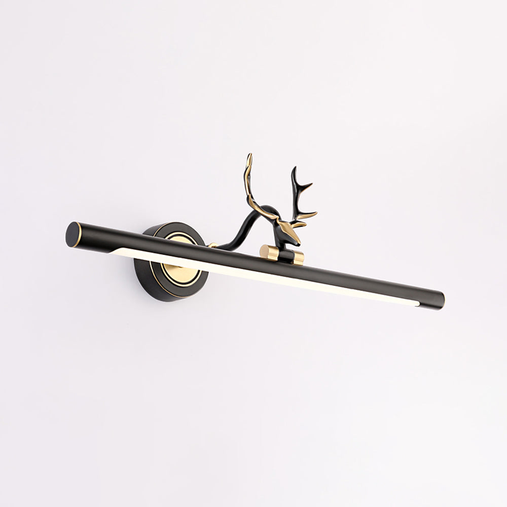 Leigh Decorative Deer Mirror Front Vanity Wall Lamp, Black/Gold - Lumpaz