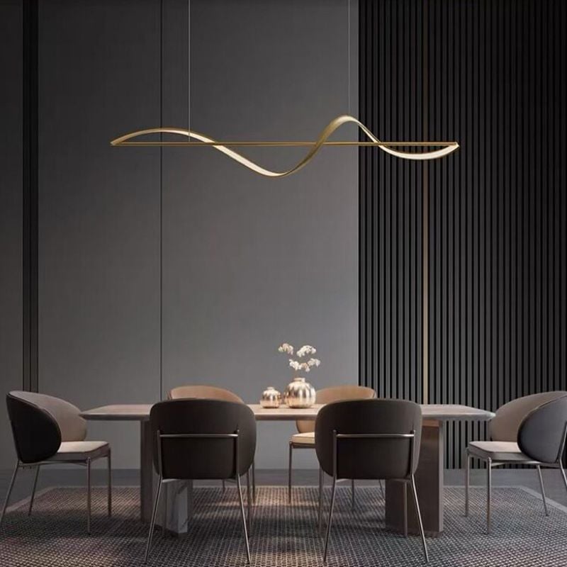 Pendant Light Wave Minimalist Designer Metal Brass/Black Art Gallery - Lumpaz