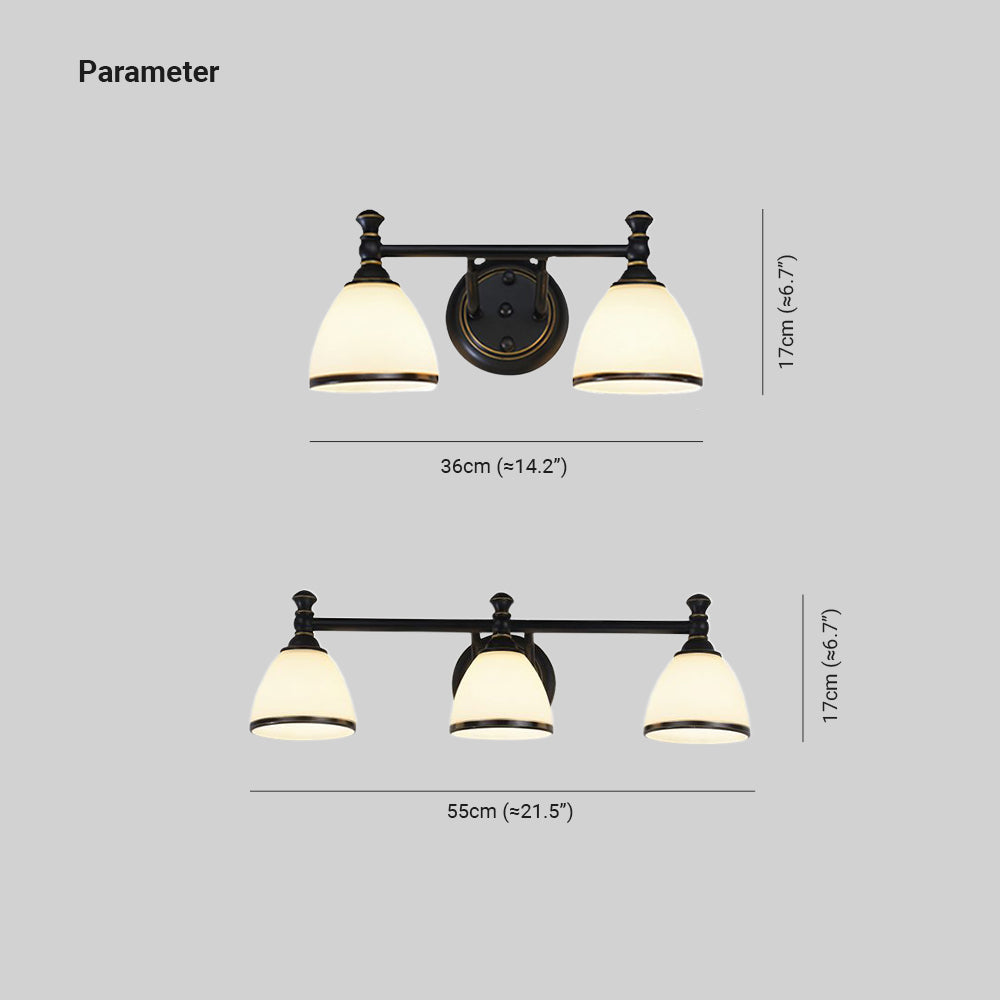 Eryn Vintage Black Classical Vanity Wall Lamp, Metal/Glass - Lumpaz