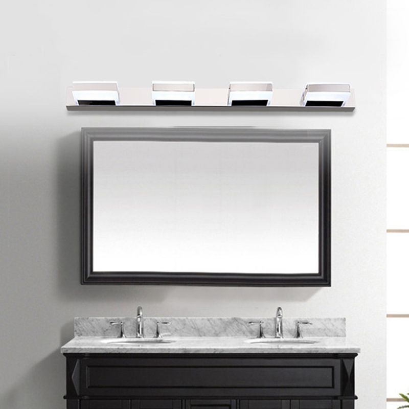 Leigh Modern Square  Acrylic Mirror Front Vanity Wall Lamp , Chrome - Lumpaz