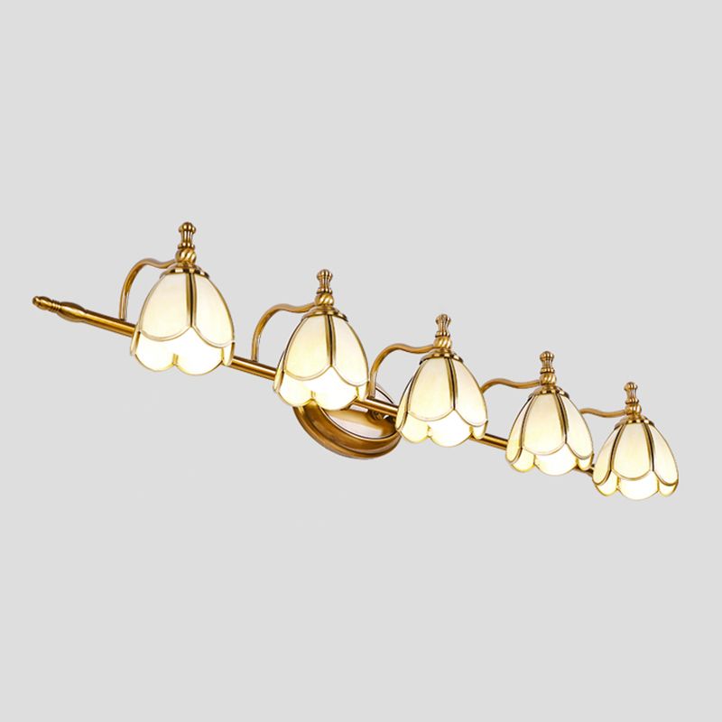 Félicie Vintage Flower Glass Wall Lamp, White/Yellow, Living Room - Lumpaz