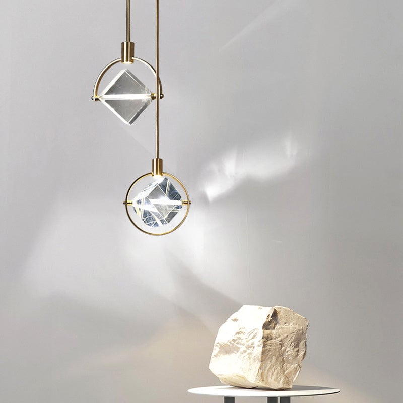 Kristy Modern Luxury Geometry Metal/Crystal Pendant Light, Gold - Lumpaz