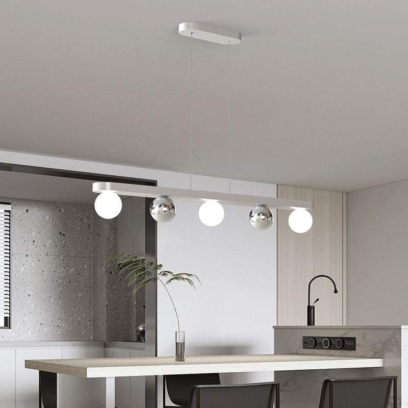 Valentina Pendant Light Multi Globe Modern, Metal/Acrylic, Silver, Dining Room - Lumpaz