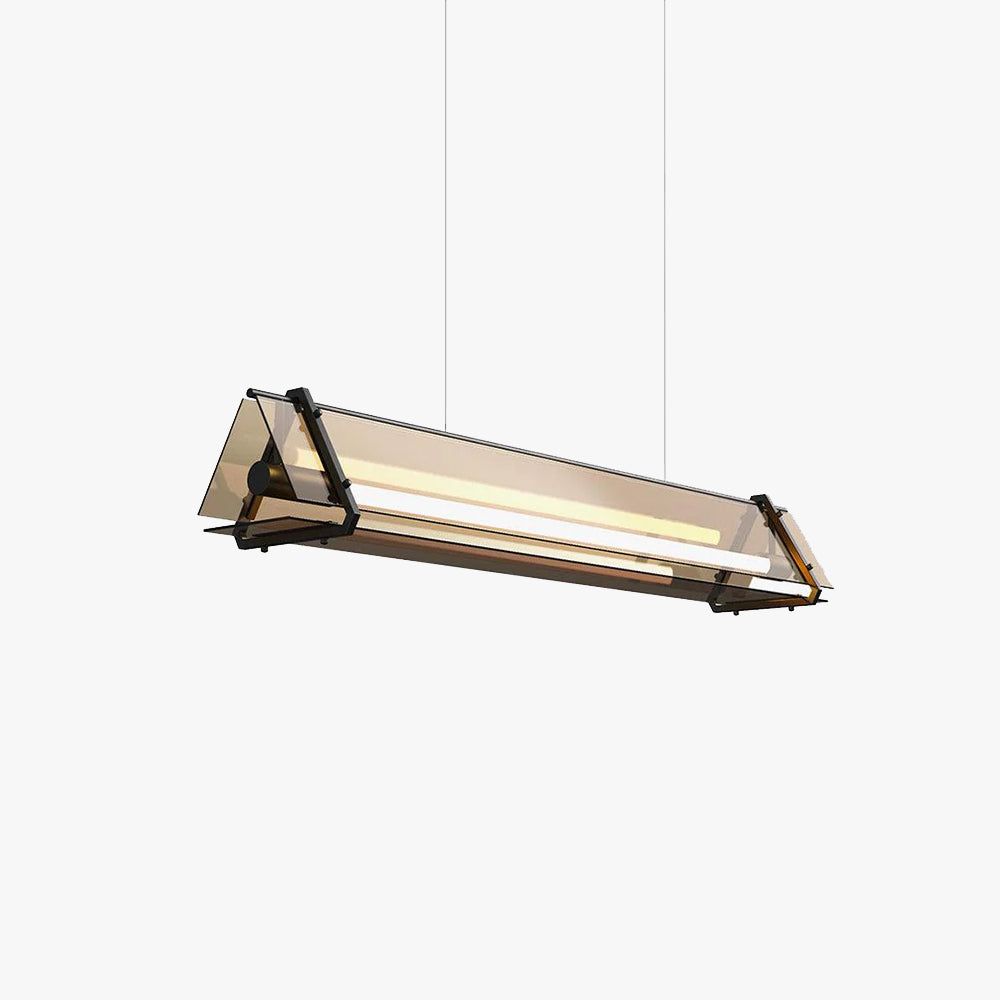 Edge Industrial Triangle Metal/Glass Pendant Light, Gold - Lumpaz