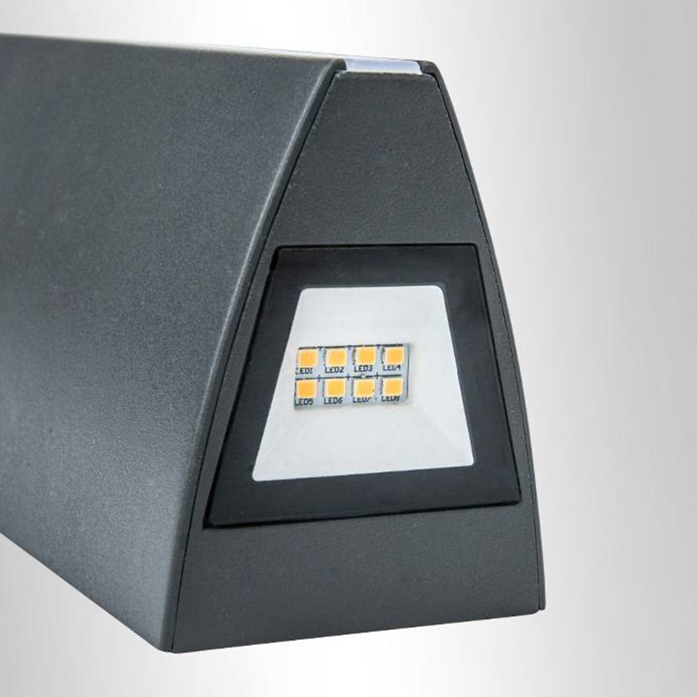 Orr Modern Triangular Prism Metal Outdoor Wall Lamp, Black/Silver - Lumpaz