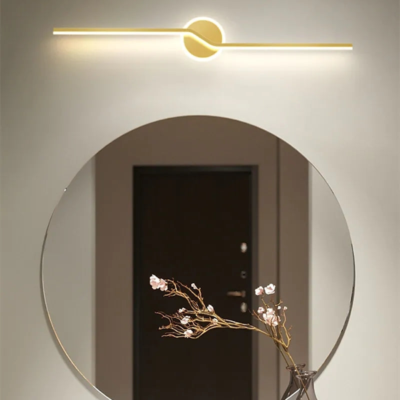Leigh Wall Lamp Linear Minimalist, Metal, Black/Gold, Bedroom - Lumpaz
