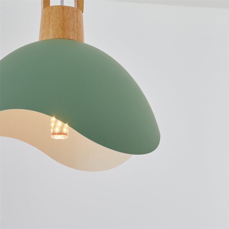 Morandi Colorful Shade Single Pendant Lights, Wood & Metal - Lumpaz