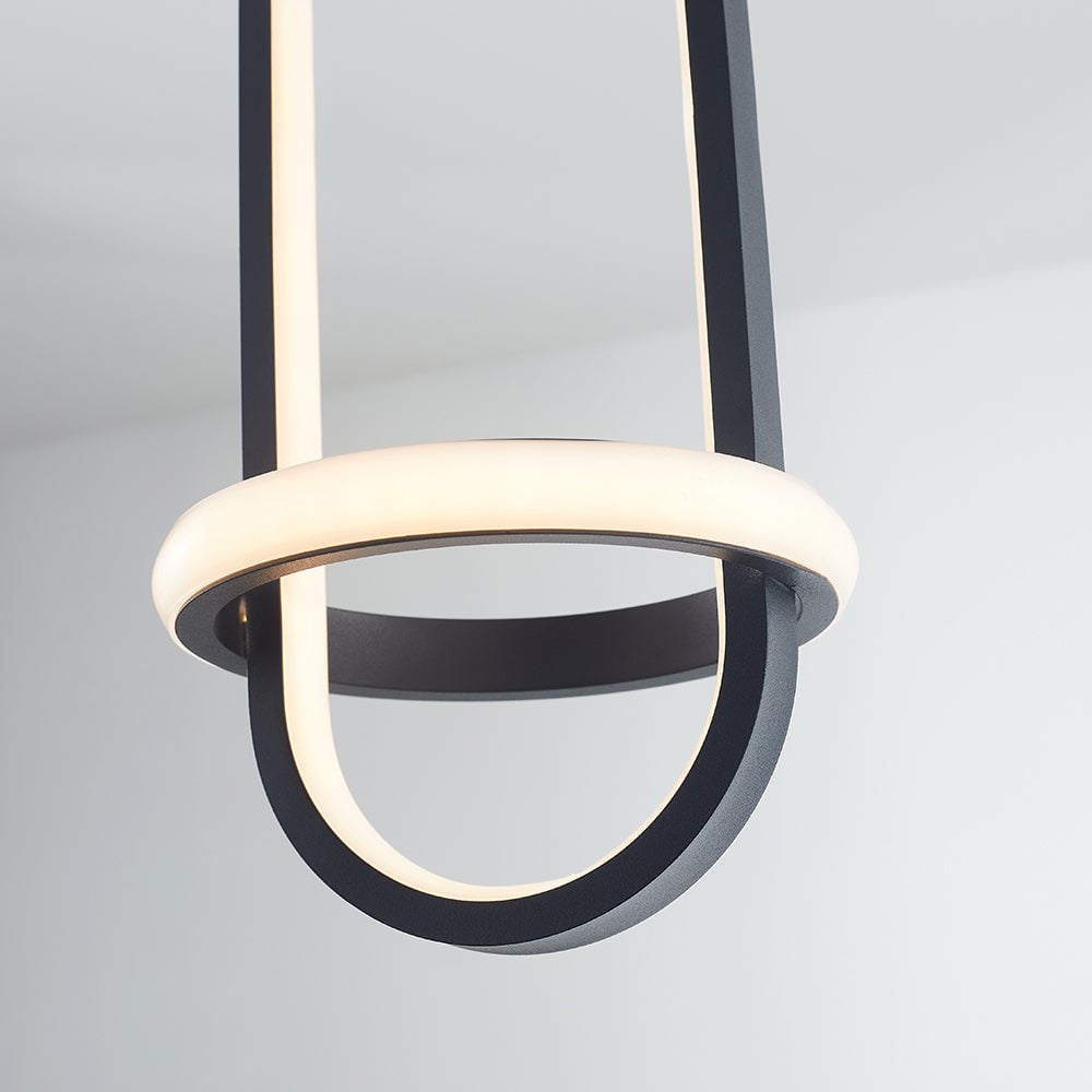 Nyla Modern Minimalist LED Ring Pendant Light, Black/Gold - Lumpaz