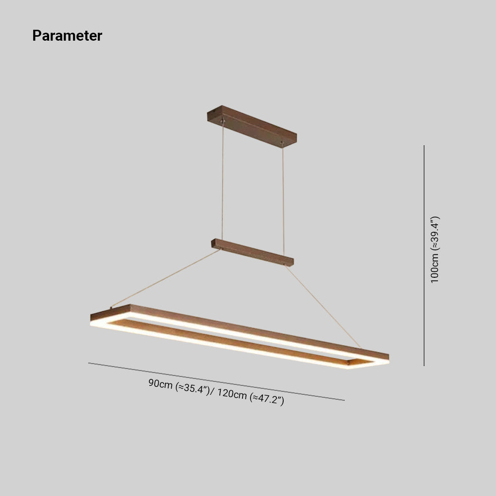 Edge Modern Rectangular Metal Pendant Light Gold/Coffee Dining Room - Lumpaz