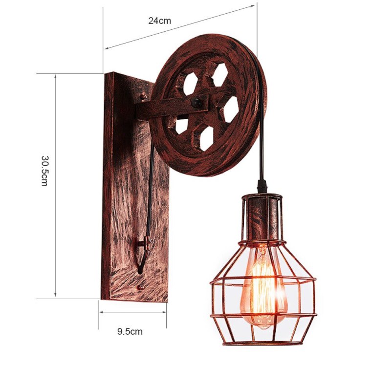 Alessio Wall Lamp Retro, Metal, Rust/Bronze/Black, Bedroom - Lumpaz