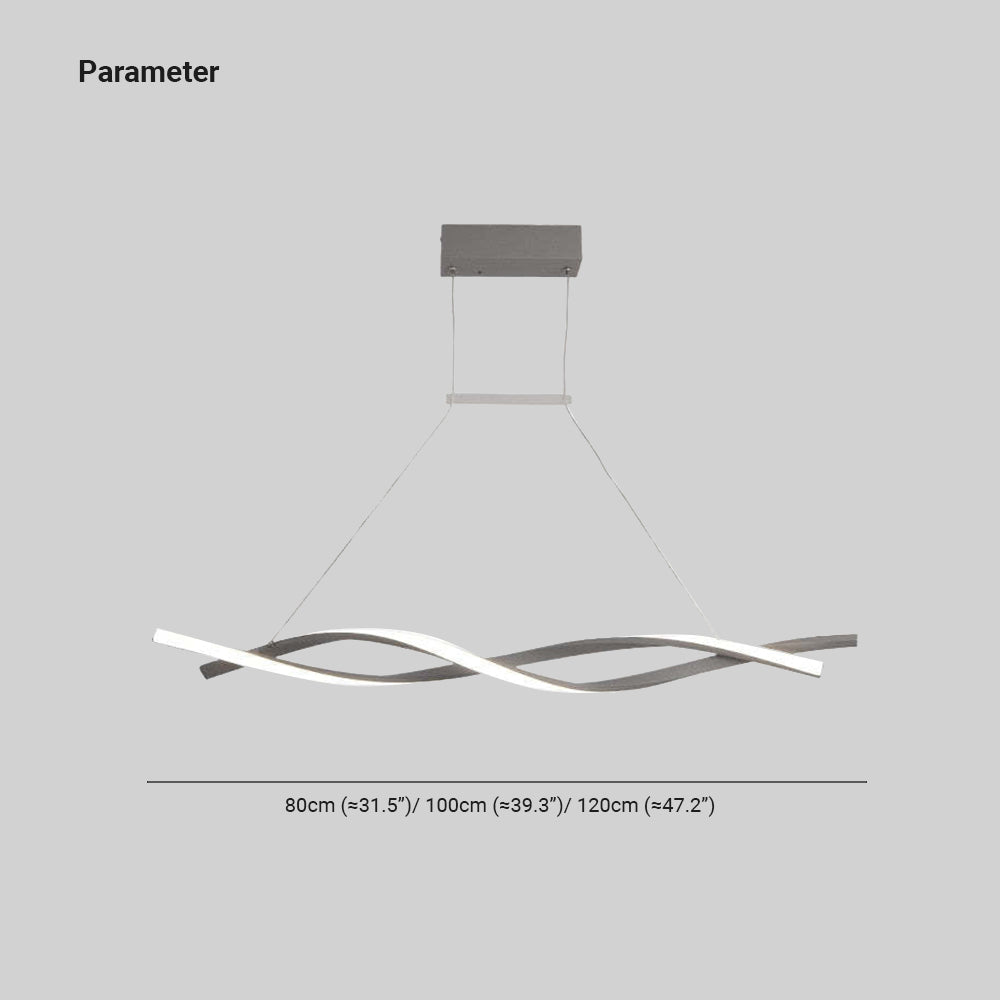 Pendant Light Linear Double Wave Modern, Metal, Black/Gray, Bedroom - Lumpaz