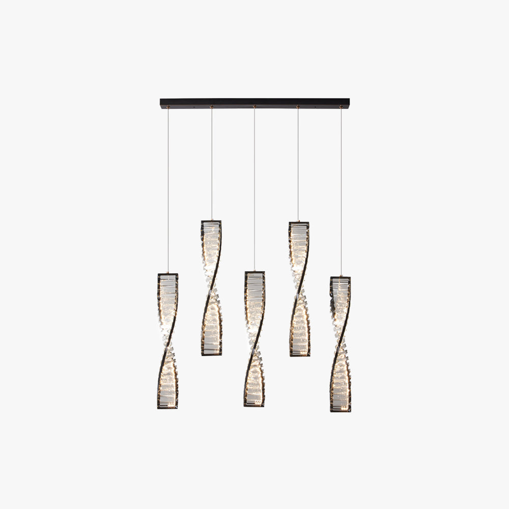 Marilyn Modern Spiral Strip Metal Pendant Light, Black/Gold - Lumpaz