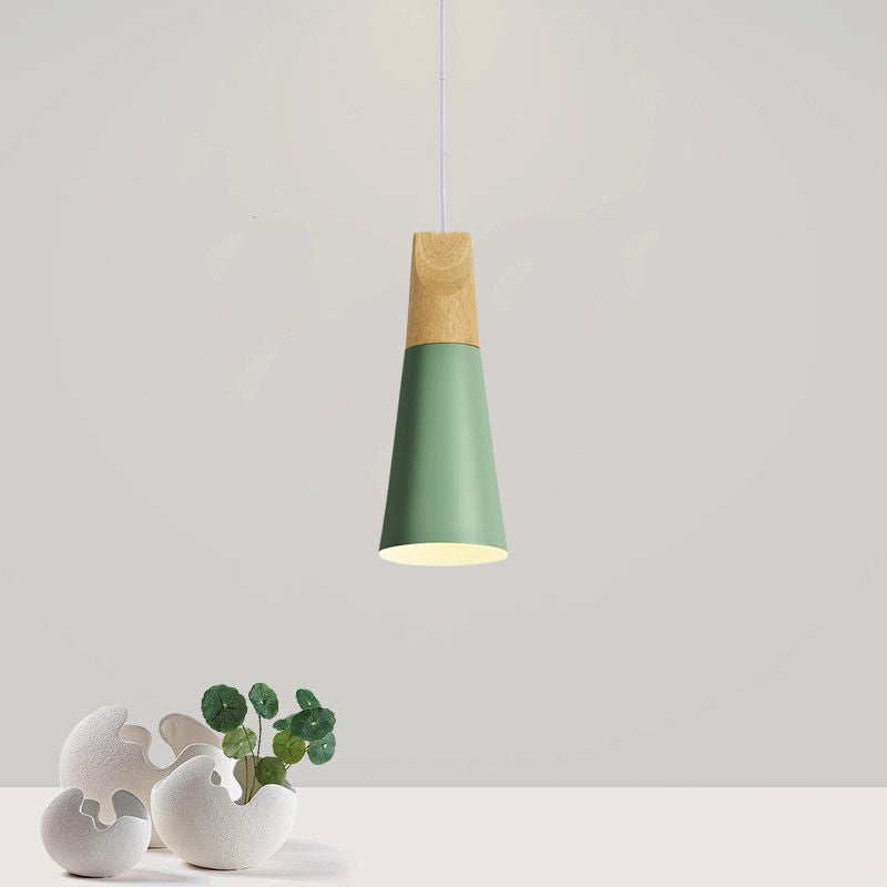 Morandi Multi-Shaped Wood And Metal Pendant Light, 6 Colors - Lumpaz