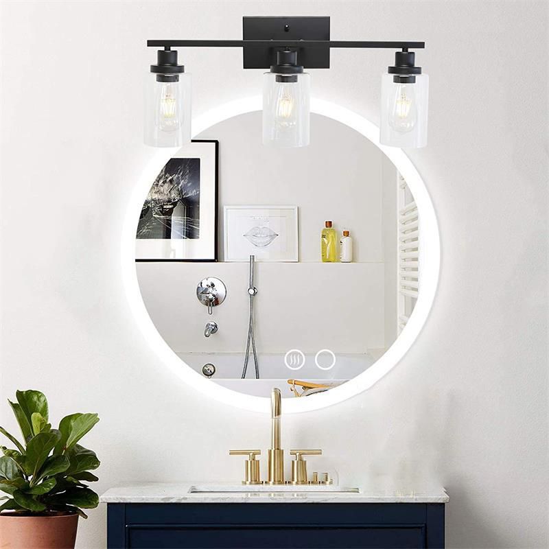 Alessio Modern Mirror Front Black Vanity Wall Lamp, Metal/Glass - Lumpaz