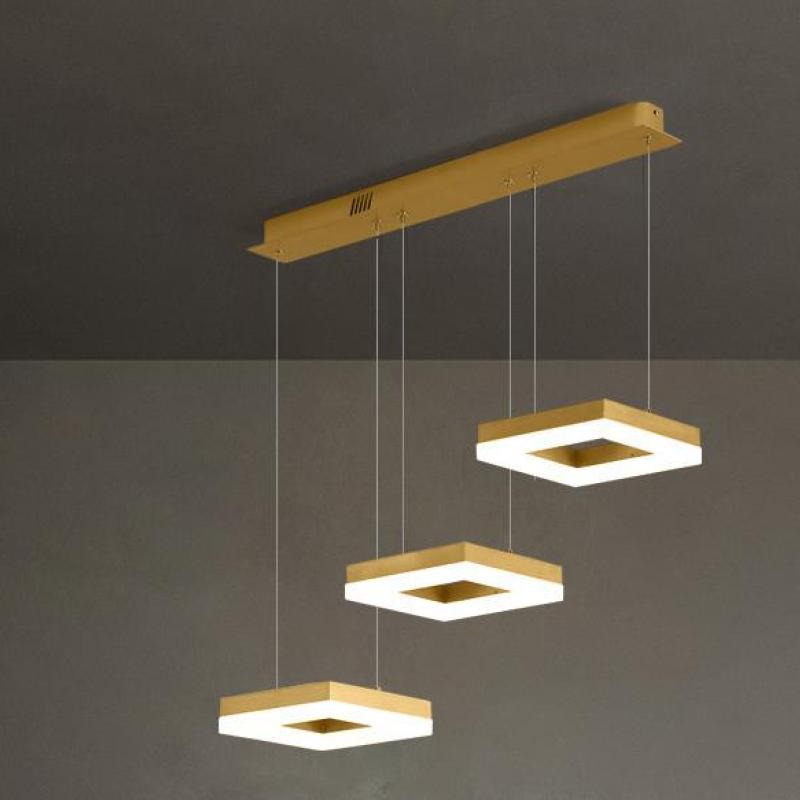Raheel Modern Gold Cluster 3 Lights Pendant Light, Square - Lumpaz
