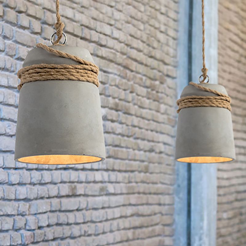 Zaid Industrial Pendant Light, Cement & Metal - Lumpaz
