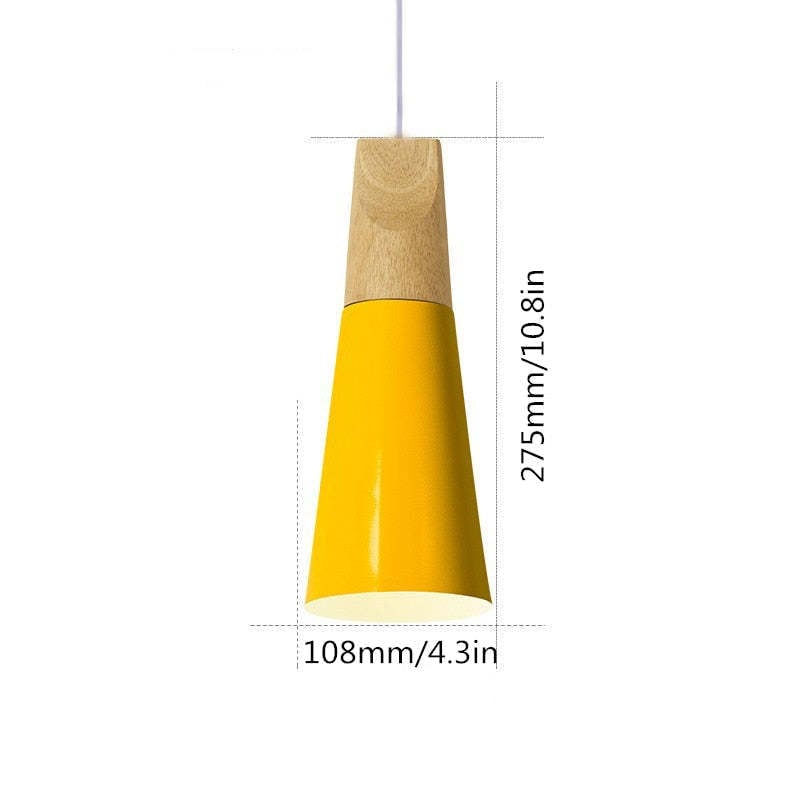 Morandi Multi-Shaped Wood And Metal Pendant Light, 6 Colors - Lumpaz