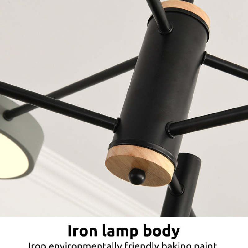 Sienna Pendant Light LED, Metal & Wood, Gray/White/Gold - Lumpaz