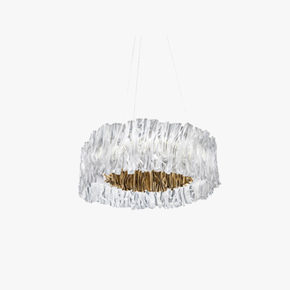 Kristy Modern Luxury Pleated Pendant Light, Circle, Acrylic/Stainless Steel - Lumpaz