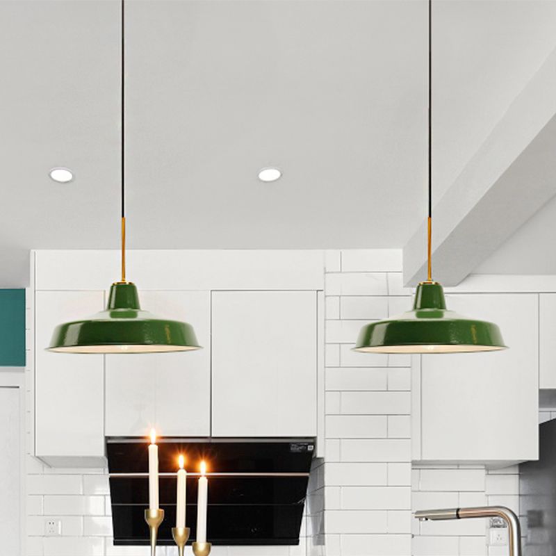 Cairns Vintage Metal Arched Pendant Light, Green - Lumpaz