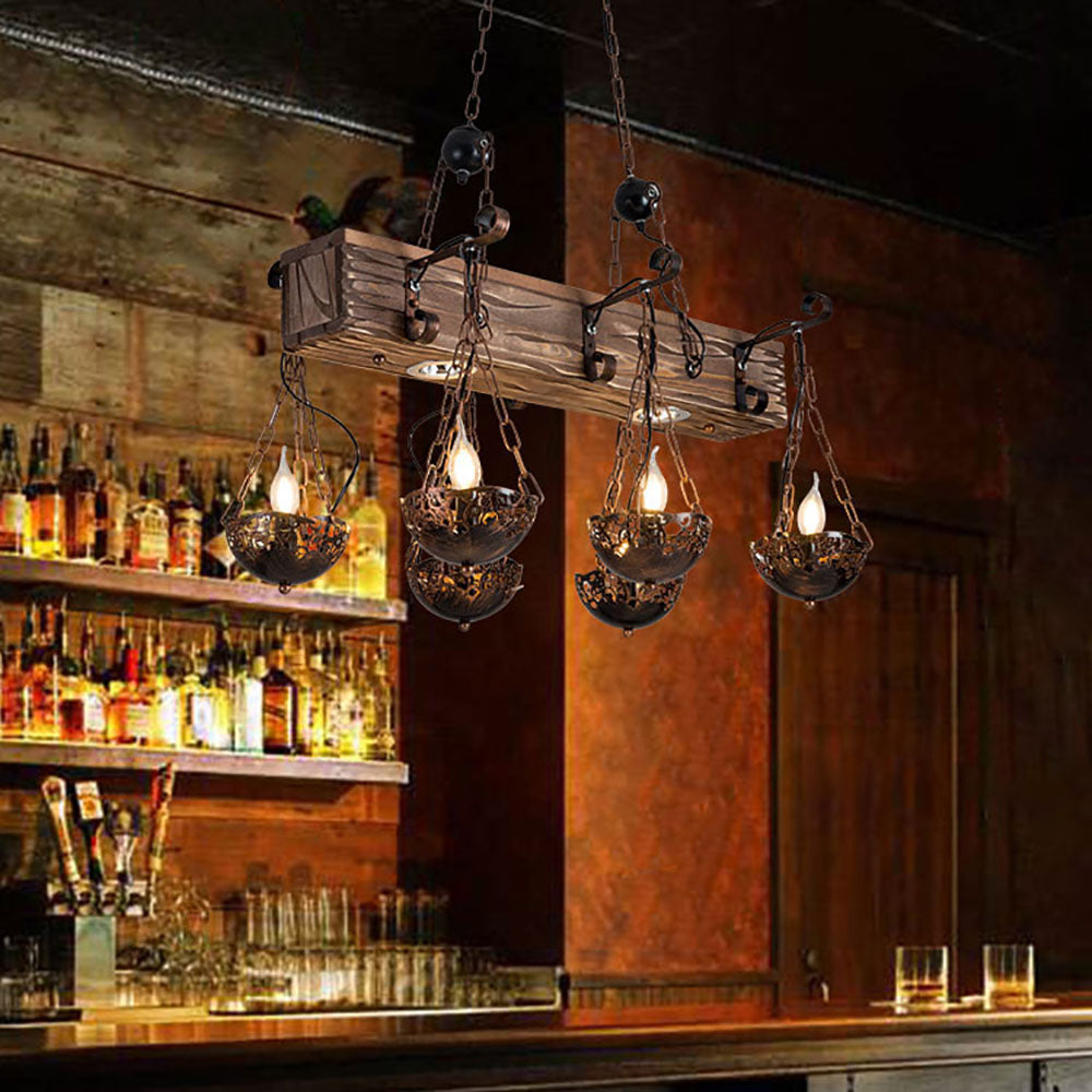 Austin Industrial Metal/Wood Pendant Light, Bronze - Lumpaz