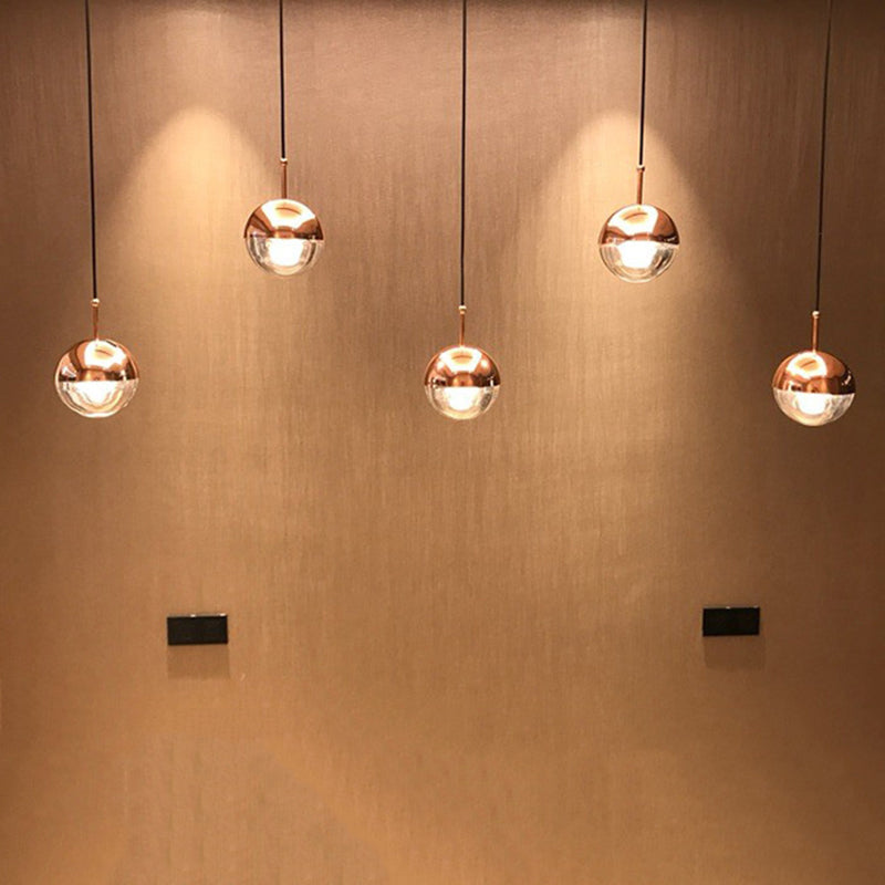 Valentina Modern Ball Metal/Glass Pendant Light, Gold/Rose Gold - Lumpaz