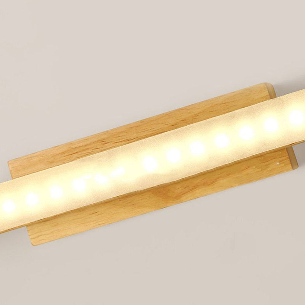 Leigh Modern Linear Wood/Acrylic Wall Lamp, Bathroom, Vanity Mirror Front - Lumpaz