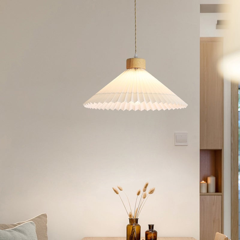 Ozawa Pendant Light Umbrella Shape Art, Wood, White, Bedroom - Lumpaz