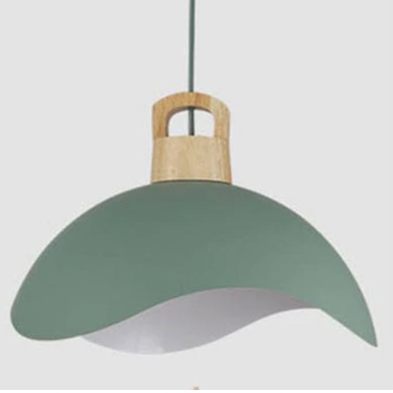 Morandi Colorful Shade Single Pendant Lights, Wood & Metal - Lumpaz