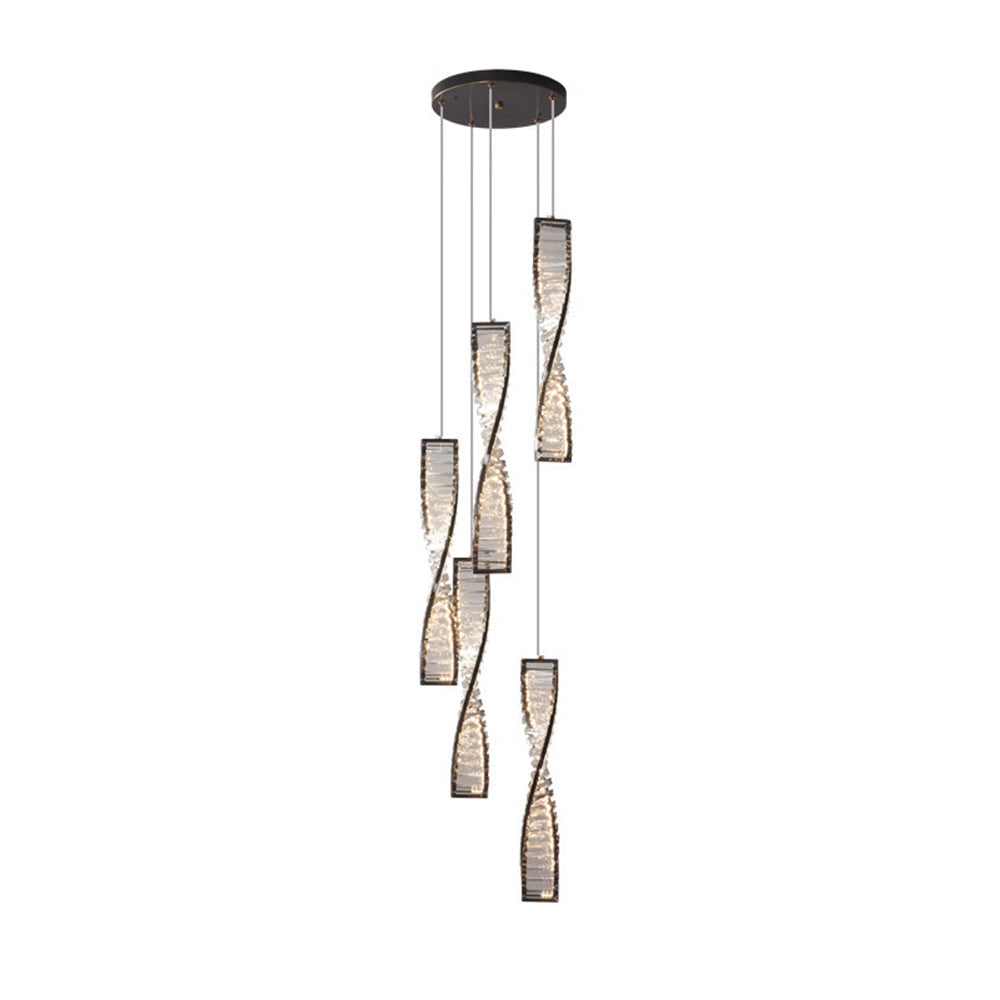 Marilyn Modern Spiral Strip Metal Pendant Light, Black/Gold - Lumpaz
