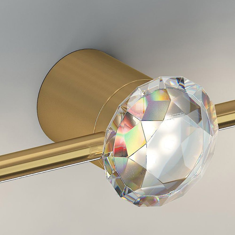 Kristy Minimalist Linear Metal/Crystal Mirror Front Vanity Wall Lamp, Gold - Lumpaz